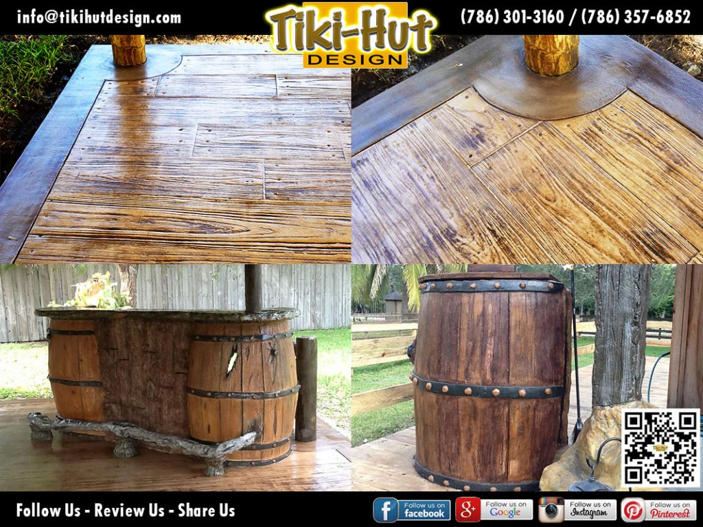 Custom-Cement-Wooden-Floor-and-Wine-Barrel-Tiki-Huts-Miami