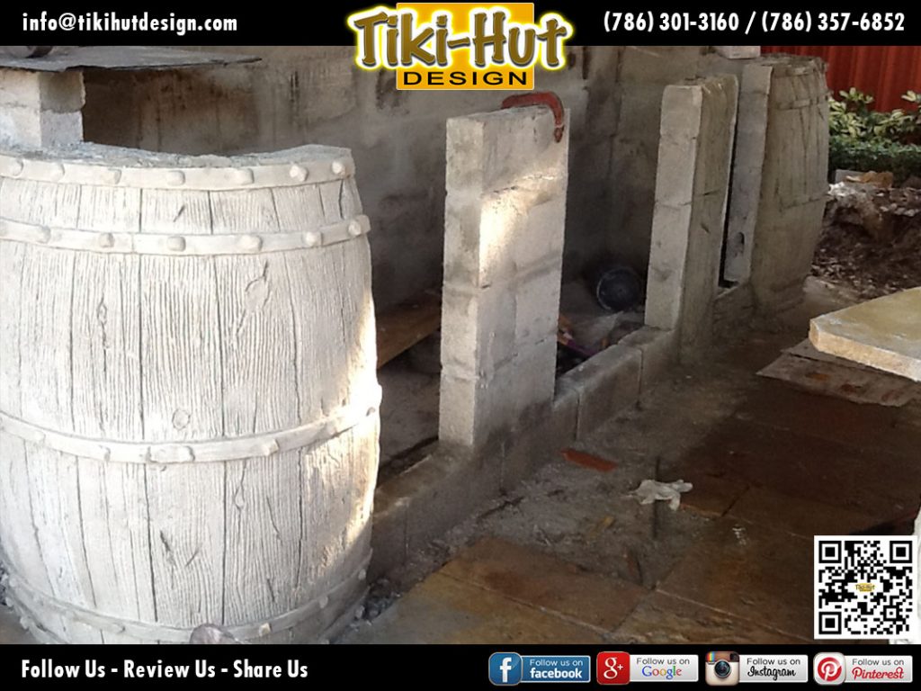 Custom-Outdoor-BBQ-and-Wet-Bar-under-construction-by-Tiki-Hut-Design-of-Miami